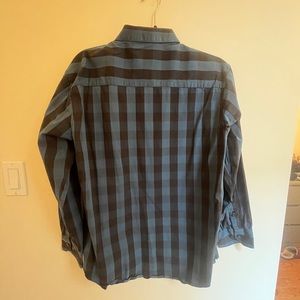 Alfani Blue & Black Button Crosshatch Button Down, L